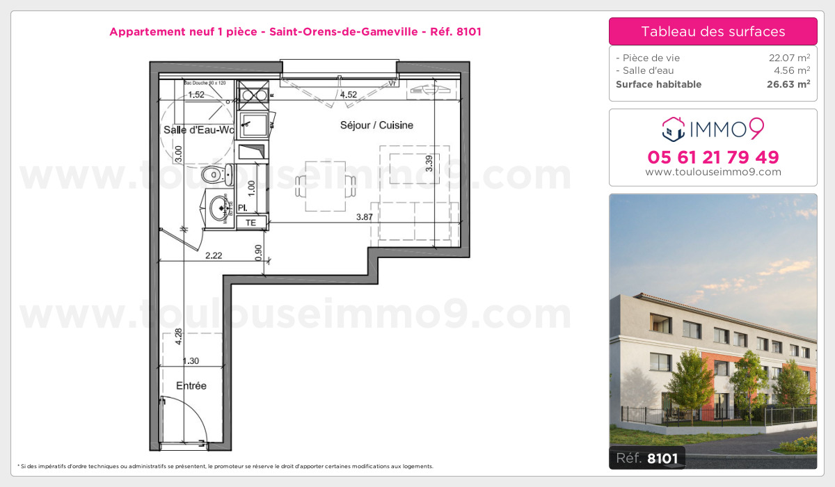 Plan et surfaces, Programme neuf Saint-Orens-de-Gameville Référence n° 8101