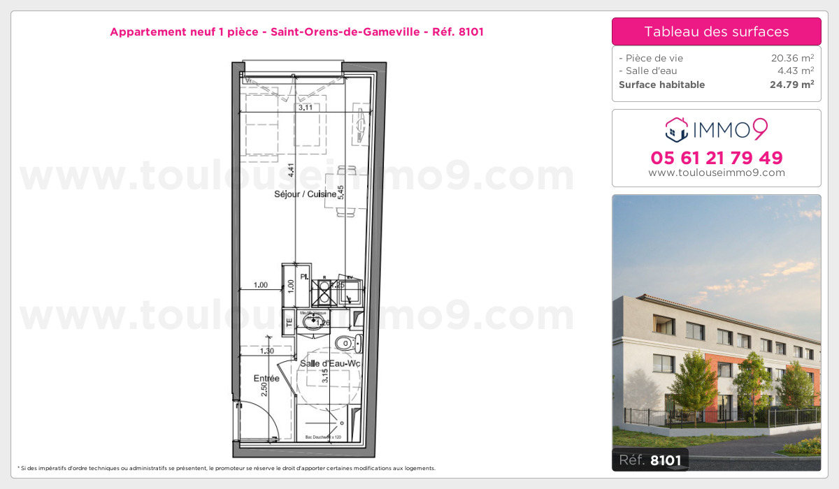 Plan et surfaces, Programme neuf Saint-Orens-de-Gameville Référence n° 8101