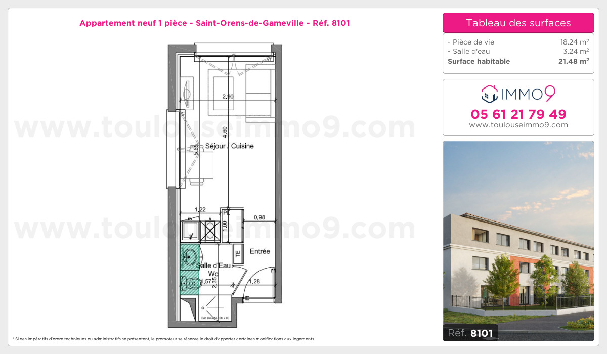 Plan et surfaces, Programme neuf Saint-Orens-de-Gameville Référence n° 8101