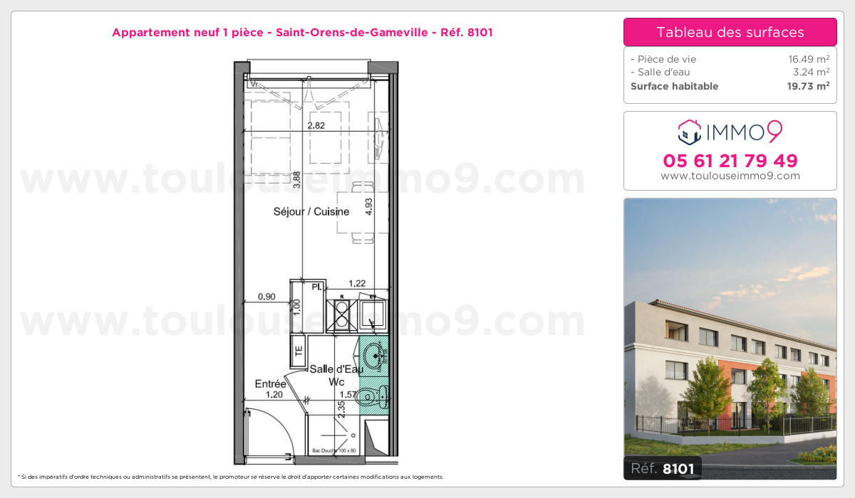 Plan et surfaces, Programme neuf Saint-Orens-de-Gameville Référence n° 8101