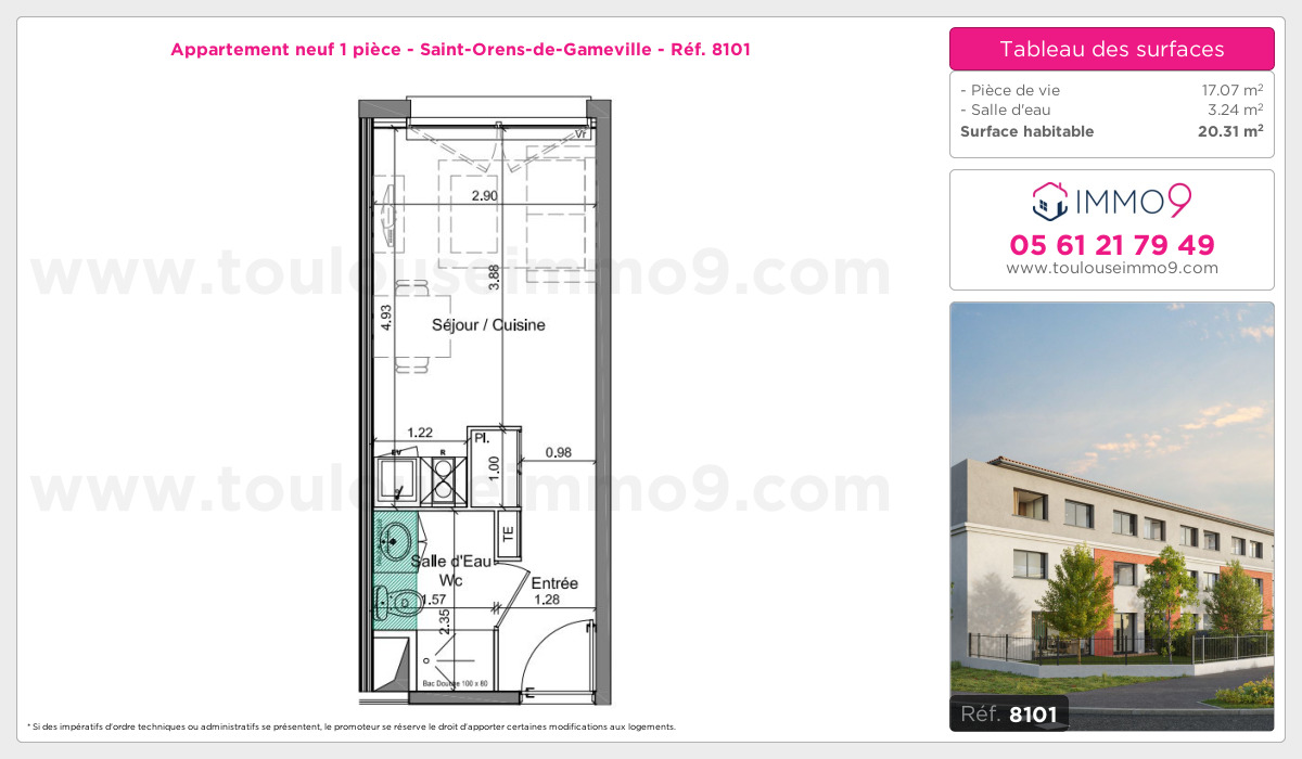 Plan et surfaces, Programme neuf Saint-Orens-de-Gameville Référence n° 8101