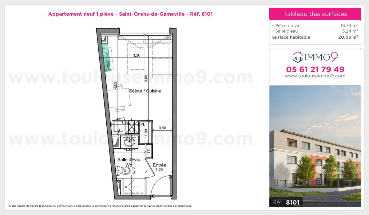 Plan et surfaces, Programme neuf Saint-Orens-de-Gameville Référence n° 8101