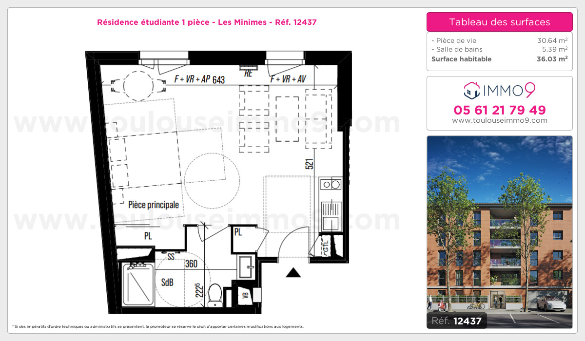 Plan et surfaces, Programme neuf Toulouse : Minimes Référence n° 12437