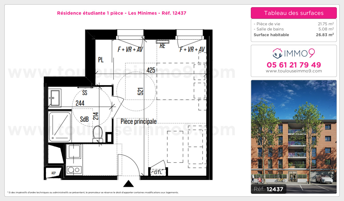 Plan et surfaces, Programme neuf Toulouse : Minimes Référence n° 12437