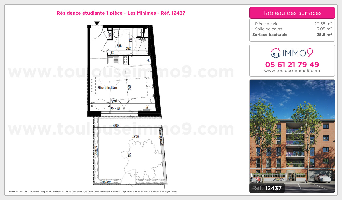 Plan et surfaces, Programme neuf Toulouse : Minimes Référence n° 12437
