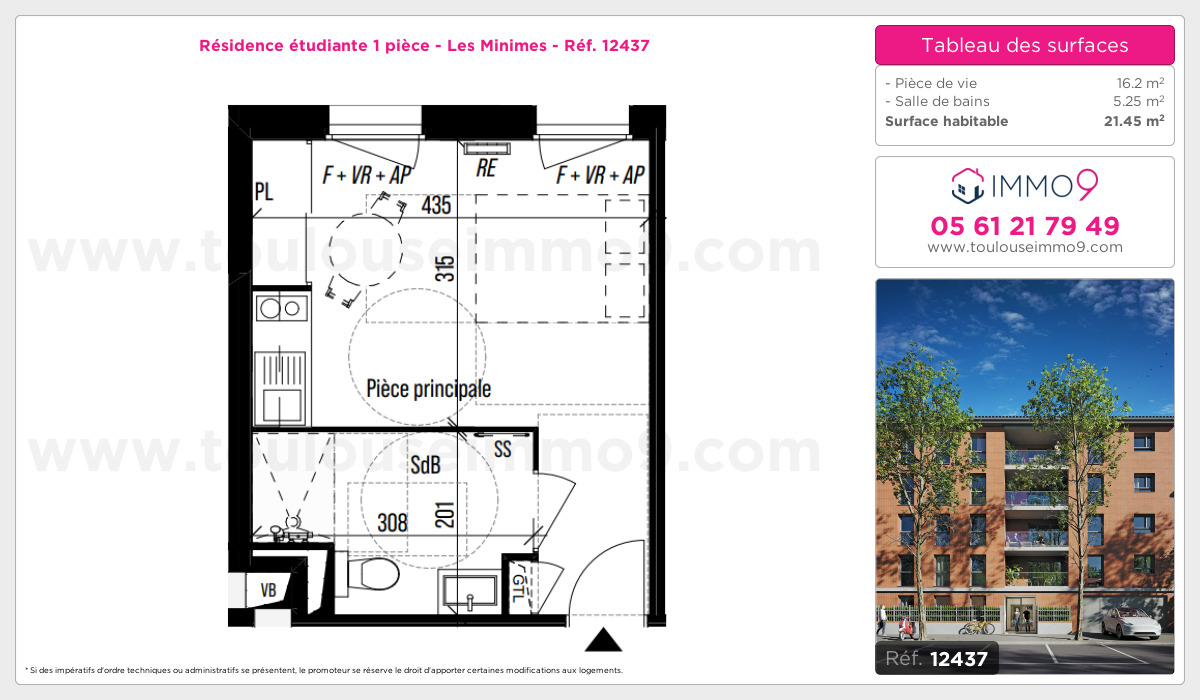 Plan et surfaces, Programme neuf Toulouse : Minimes Référence n° 12437