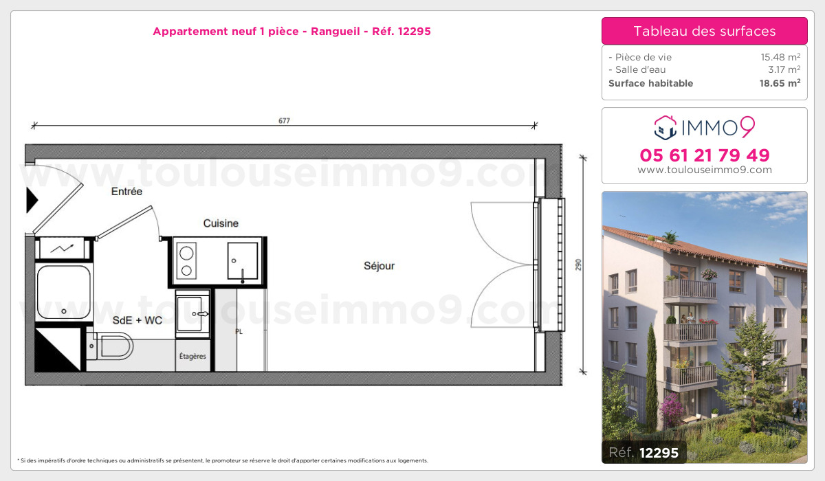 Plan et surfaces, Programme neuf Toulouse : Rangueil Référence n° 12295