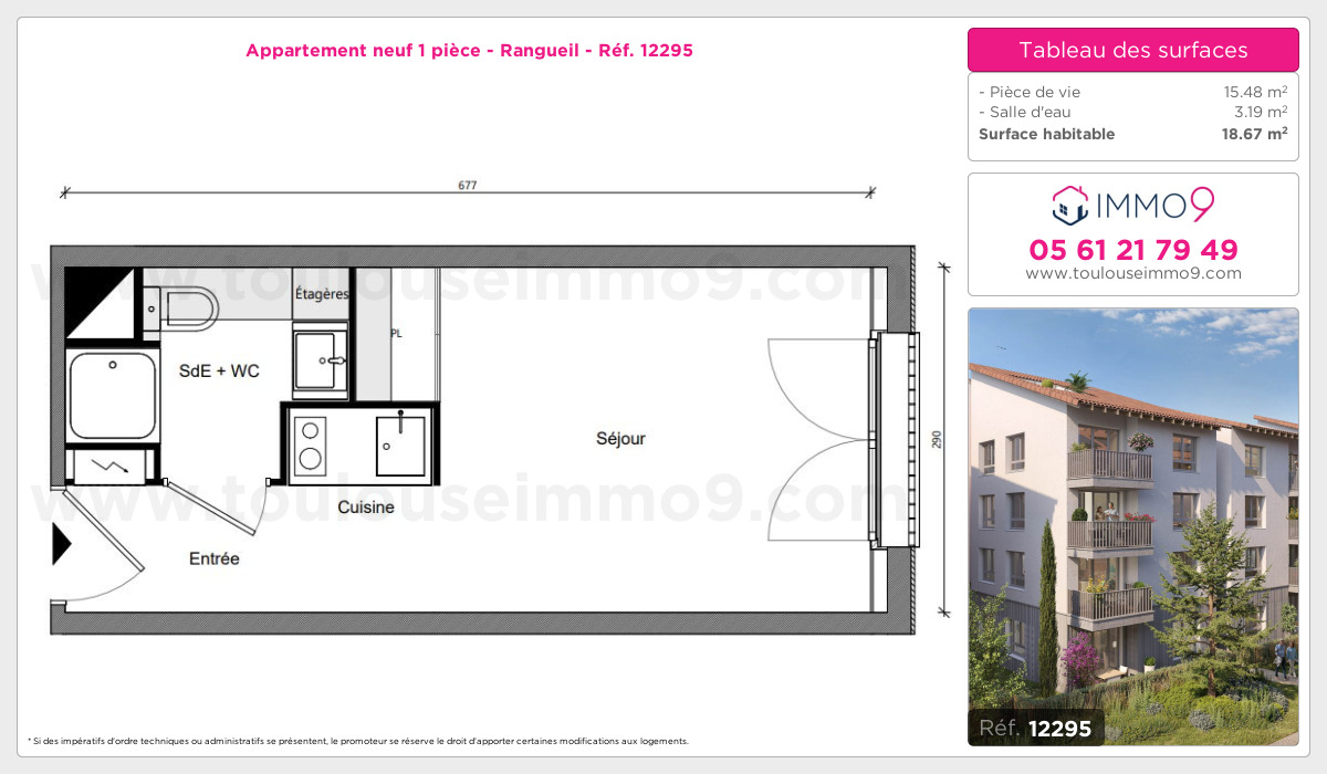 Plan et surfaces, Programme neuf Toulouse : Rangueil Référence n° 12295