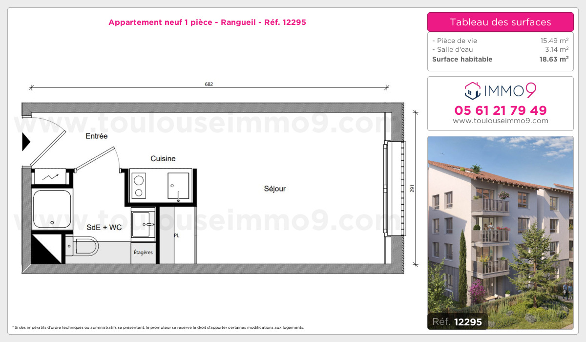 Plan et surfaces, Programme neuf Toulouse : Rangueil Référence n° 12295