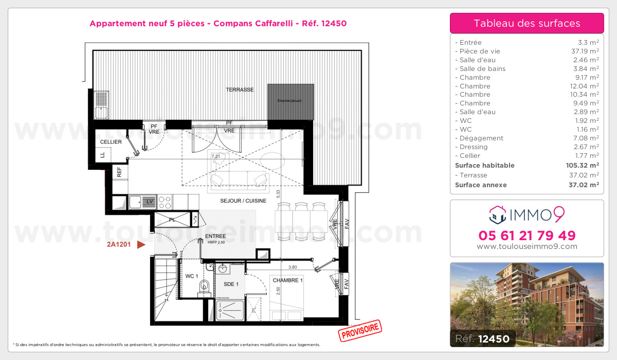 Plan et surfaces, Programme neuf Toulouse : Compans Caffarelli Référence n° 12450