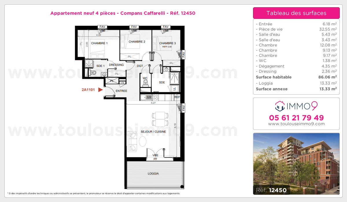 Plan et surfaces, Programme neuf Toulouse : Compans Caffarelli Référence n° 12450