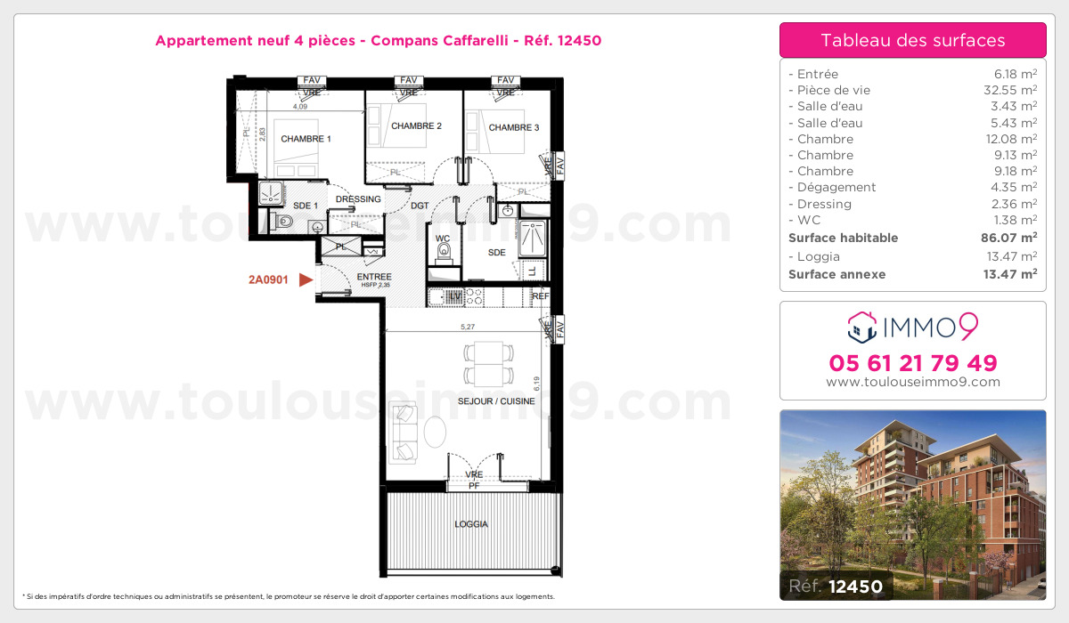 Plan et surfaces, Programme neuf Toulouse : Compans Caffarelli Référence n° 12450