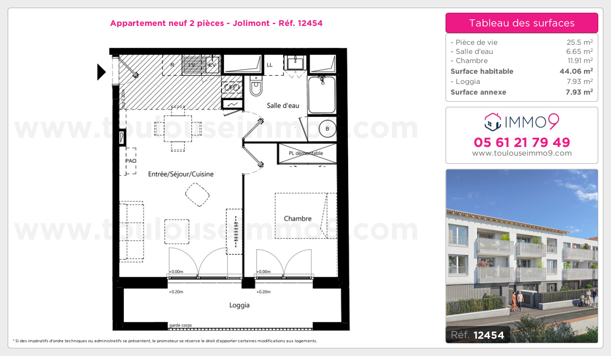 Plan et surfaces, Programme neuf Toulouse : Jolimont Référence n° 12454