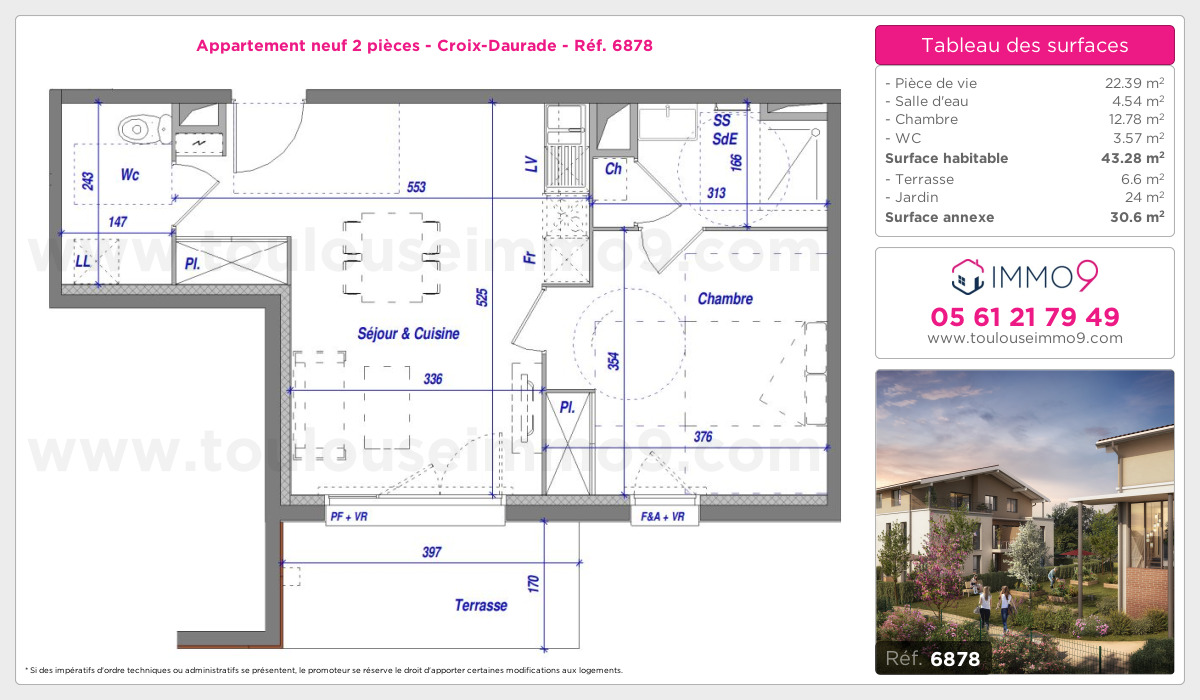 Plan et surfaces, Programme neuf Toulouse : Croix-Daurade Référence n° 6878