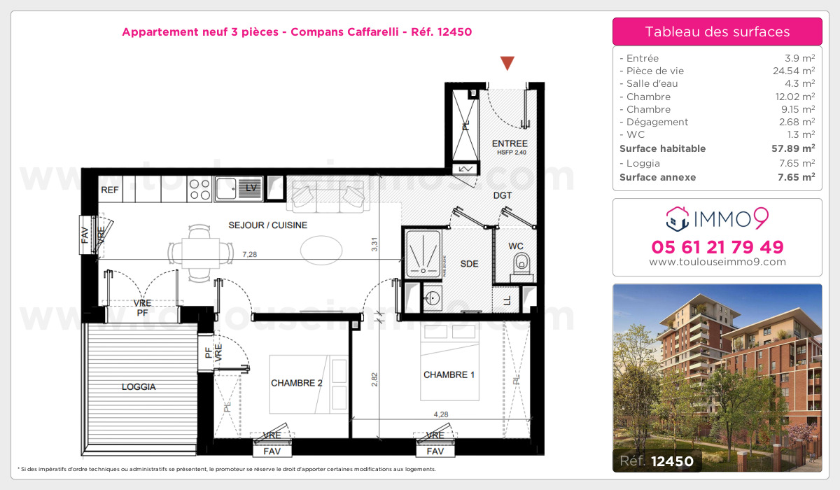 Plan et surfaces, Programme neuf Toulouse : Compans Caffarelli Référence n° 12450