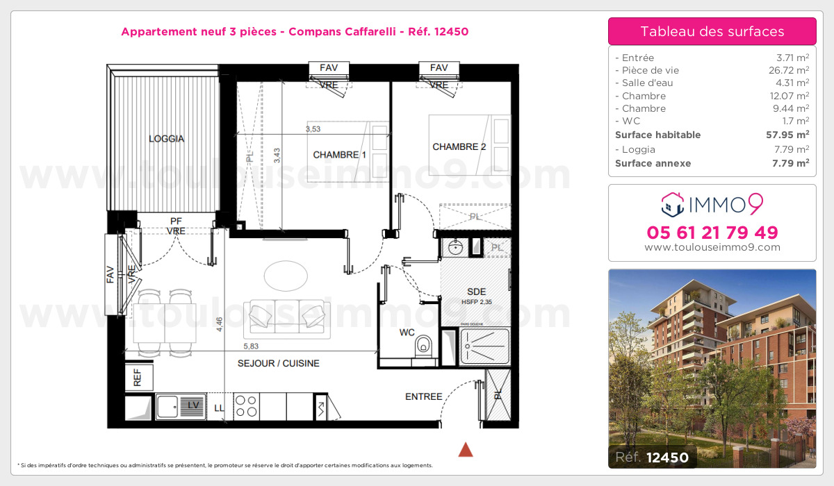 Plan et surfaces, Programme neuf Toulouse : Compans Caffarelli Référence n° 12450
