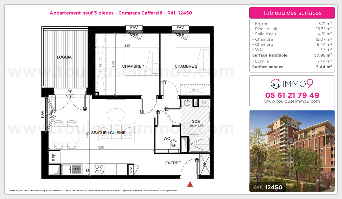 Plan et surfaces, Programme neuf Toulouse : Compans Caffarelli Référence n° 12450