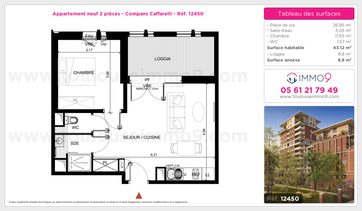Plan et surfaces, Programme neuf Toulouse : Compans Caffarelli Référence n° 12450