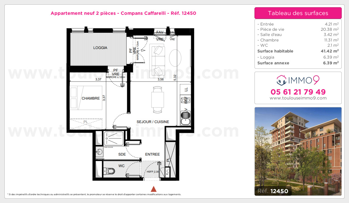 Plan et surfaces, Programme neuf Toulouse : Compans Caffarelli Référence n° 12450