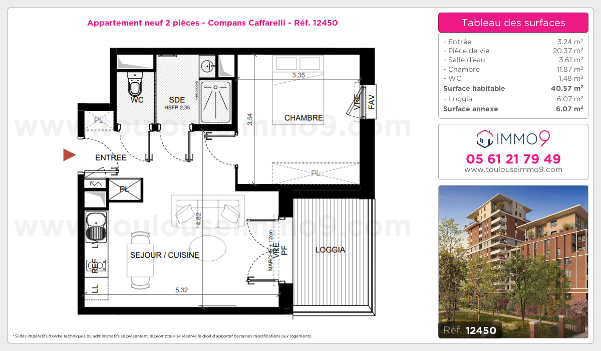 Plan et surfaces, Programme neuf Toulouse : Compans Caffarelli Référence n° 12450