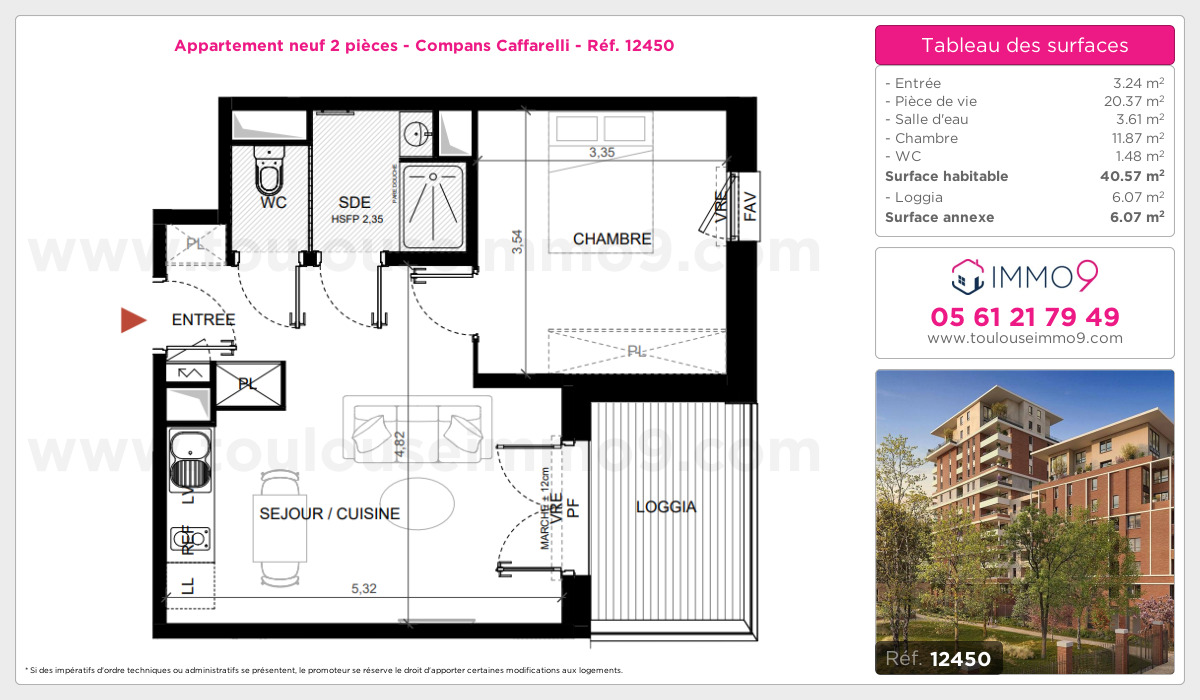 Plan et surfaces, Programme neuf Toulouse : Compans Caffarelli Référence n° 12450