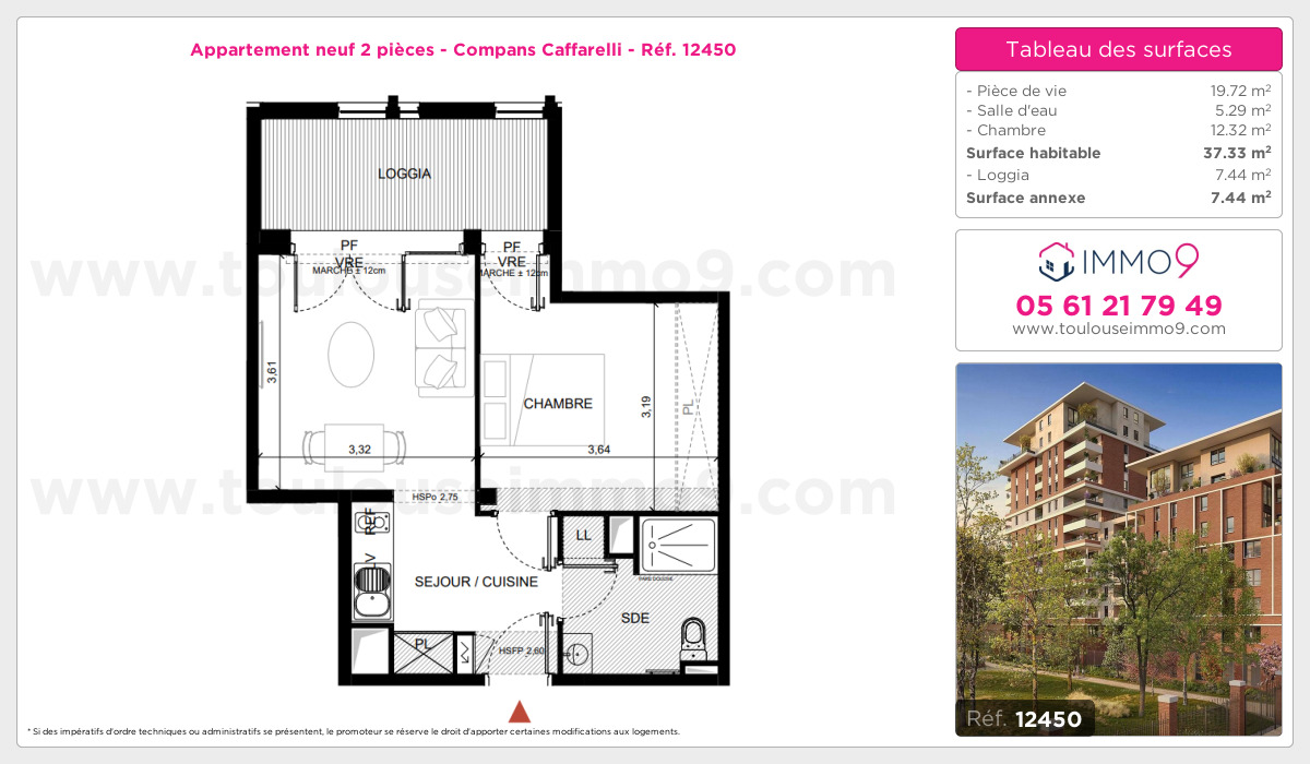 Plan et surfaces, Programme neuf Toulouse : Compans Caffarelli Référence n° 12450