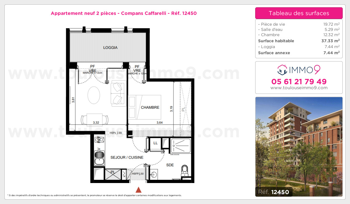 Plan et surfaces, Programme neuf Toulouse : Compans Caffarelli Référence n° 12450