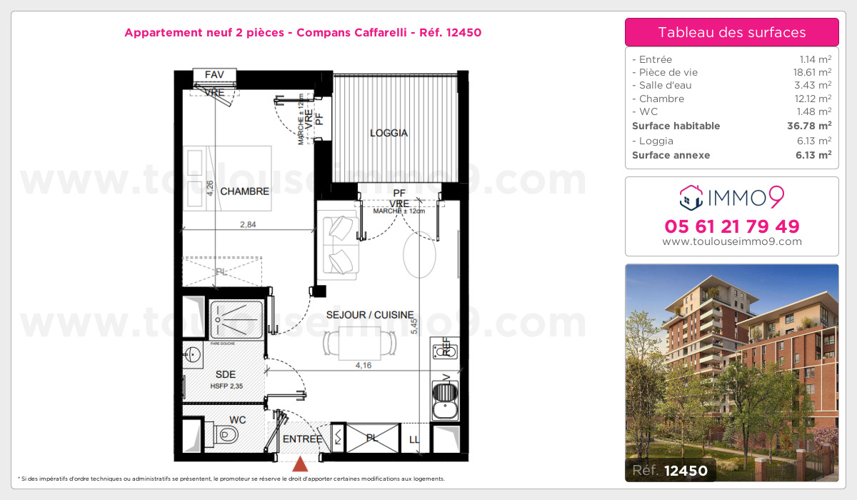 Plan et surfaces, Programme neuf Toulouse : Compans Caffarelli Référence n° 12450