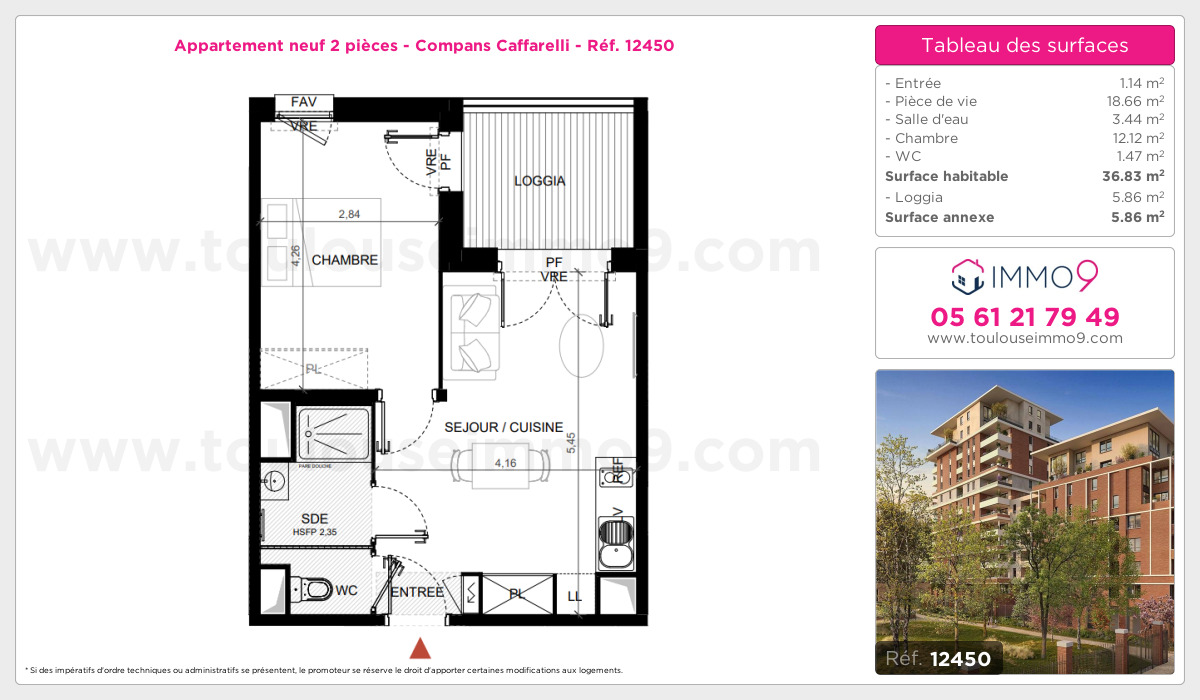 Plan et surfaces, Programme neuf Toulouse : Compans Caffarelli Référence n° 12450