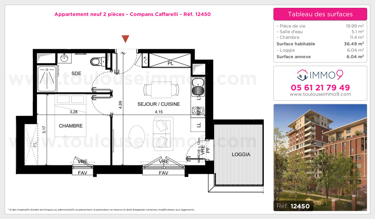 Plan et surfaces, Programme neuf Toulouse : Compans Caffarelli Référence n° 12450
