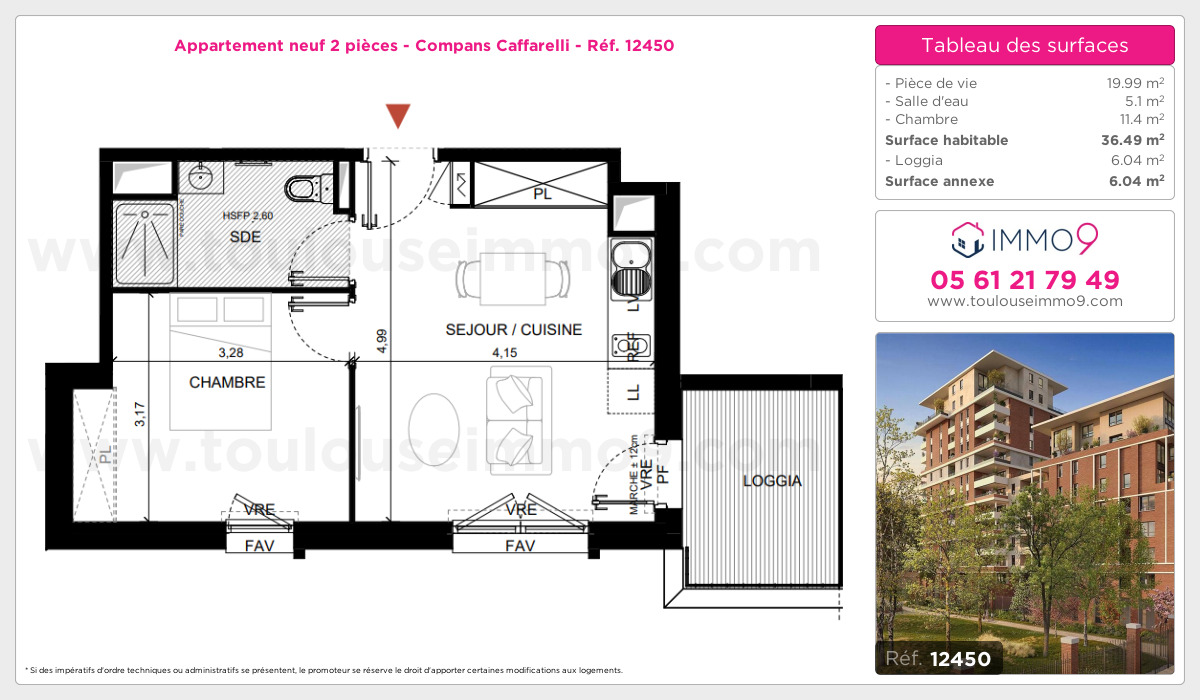 Plan et surfaces, Programme neuf Toulouse : Compans Caffarelli Référence n° 12450