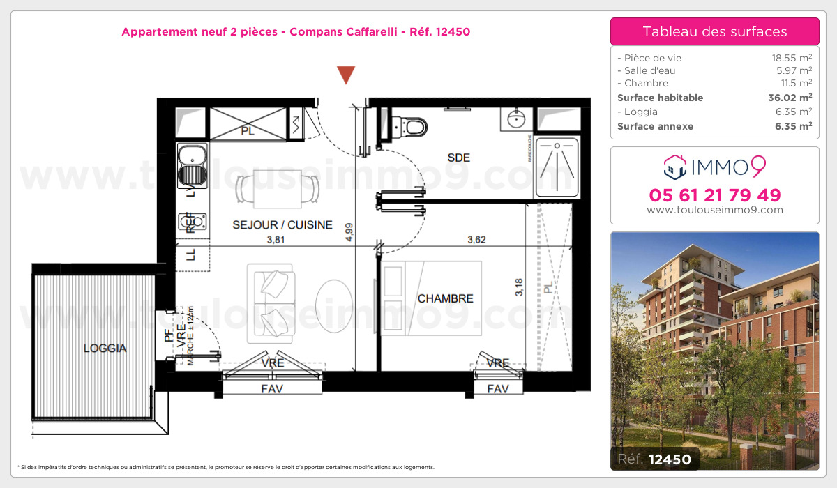 Plan et surfaces, Programme neuf Toulouse : Compans Caffarelli Référence n° 12450
