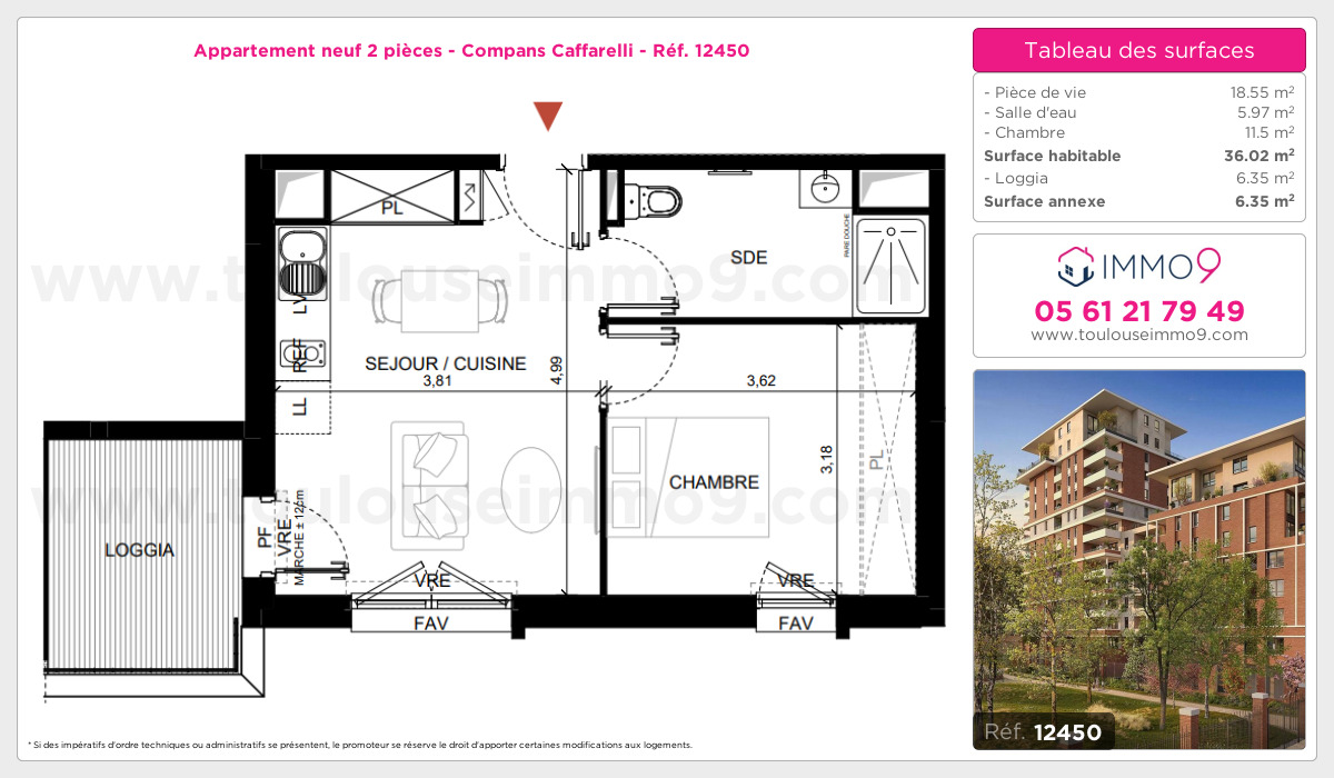 Plan et surfaces, Programme neuf Toulouse : Compans Caffarelli Référence n° 12450