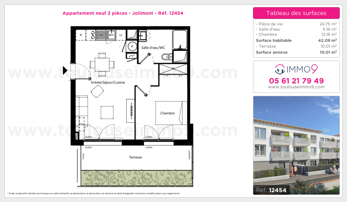 Plan et surfaces, Programme neuf Toulouse : Jolimont Référence n° 12454