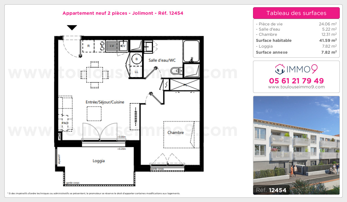 Plan et surfaces, Programme neuf Toulouse : Jolimont Référence n° 12454