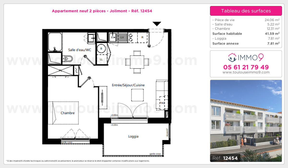 Plan et surfaces, Programme neuf Toulouse : Jolimont Référence n° 12454