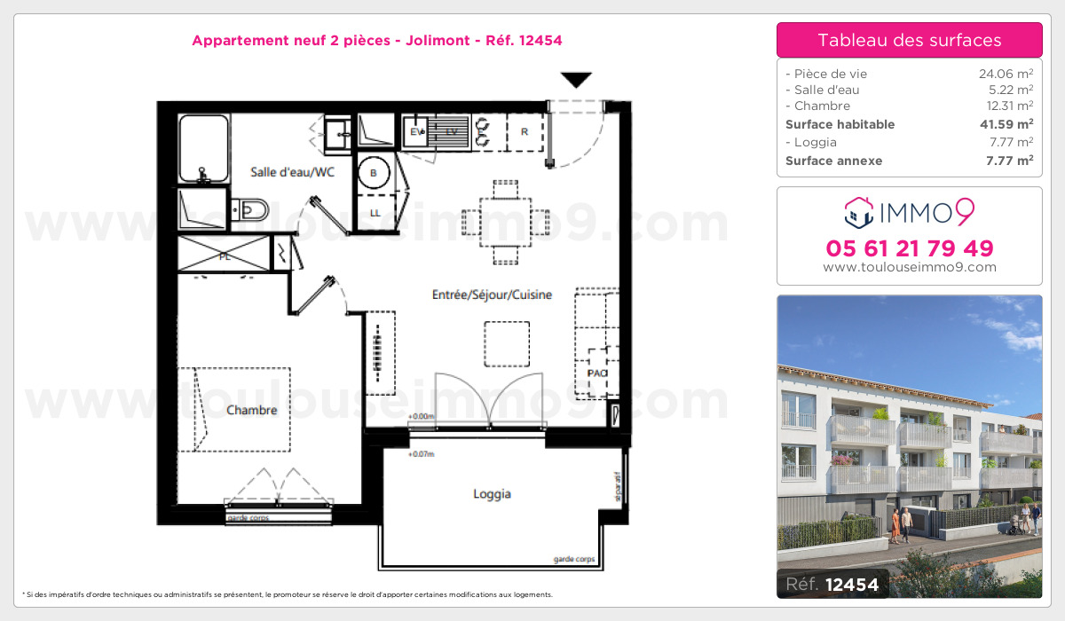 Plan et surfaces, Programme neuf Toulouse : Jolimont Référence n° 12454