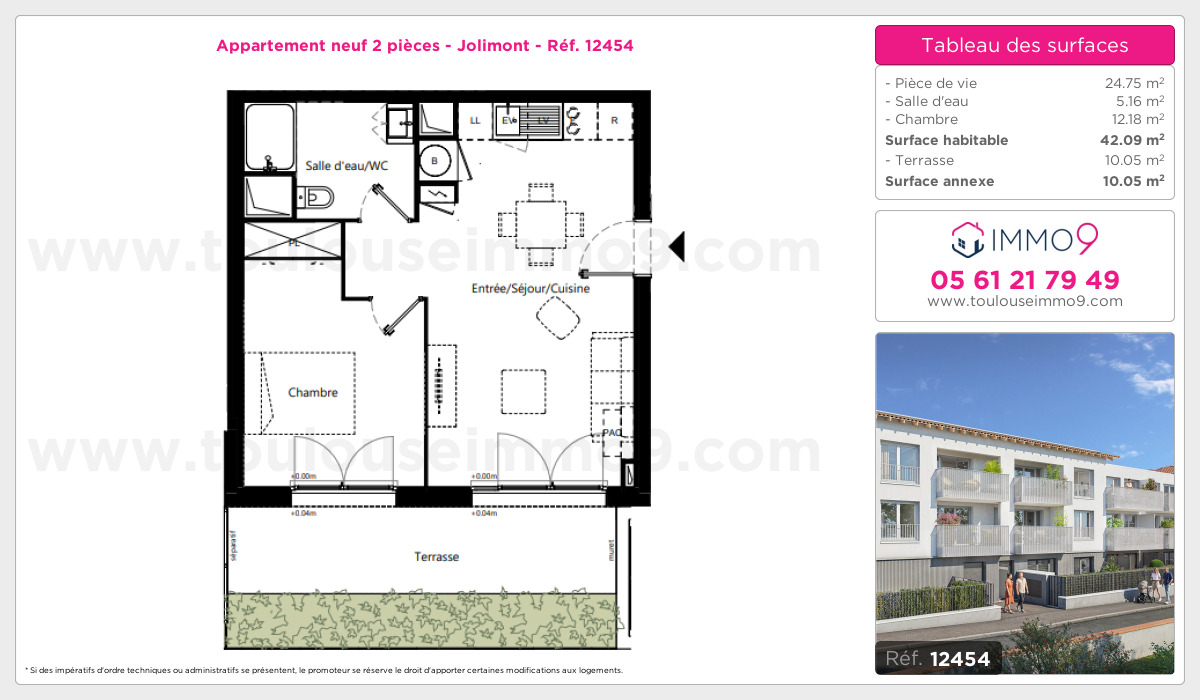 Plan et surfaces, Programme neuf Toulouse : Jolimont Référence n° 12454