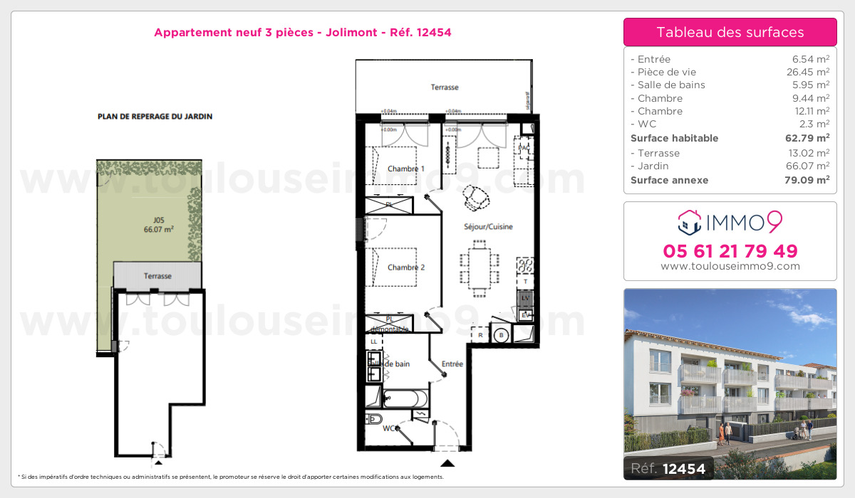 Plan et surfaces, Programme neuf Toulouse : Jolimont Référence n° 12454