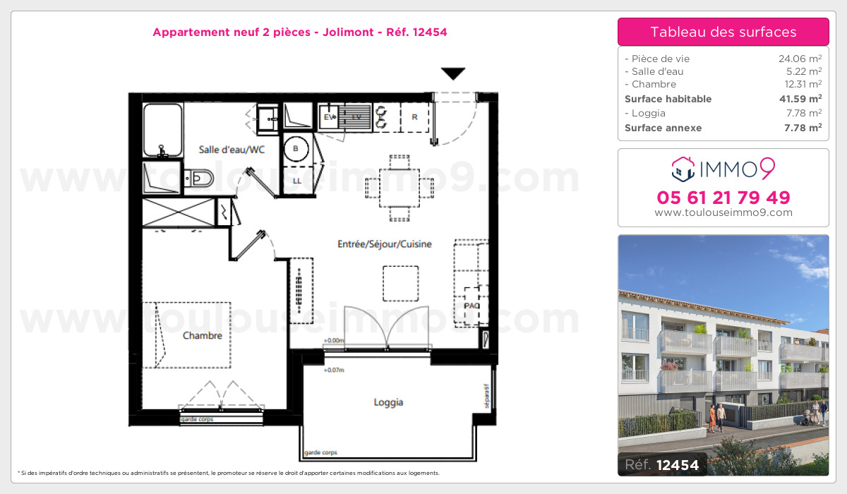 Plan et surfaces, Programme neuf Toulouse : Jolimont Référence n° 12454