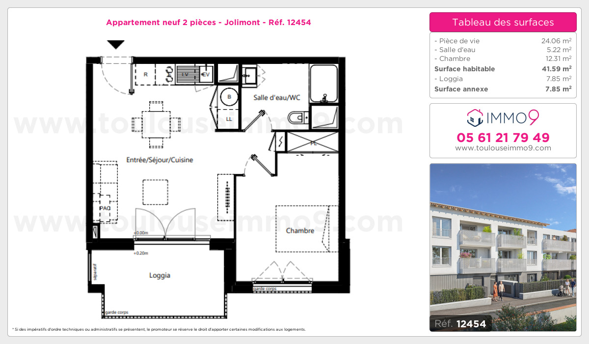 Plan et surfaces, Programme neuf Toulouse : Jolimont Référence n° 12454