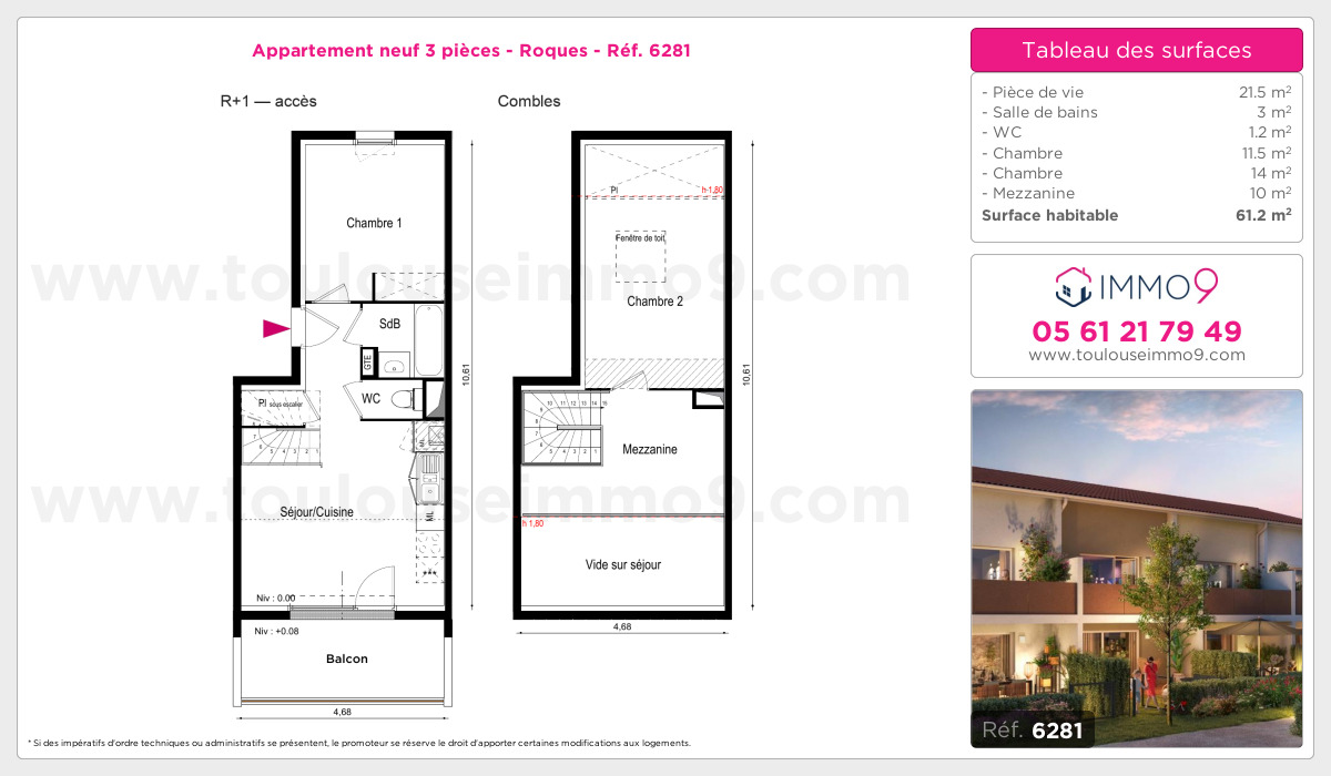 Plan et surfaces, Programme neuf Roques Référence n° 6281
